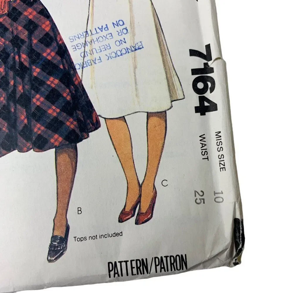 Vintage 80s McCalls 7164 Pattern Junior Misses 5-18 Circle Bias Skirts Uncut